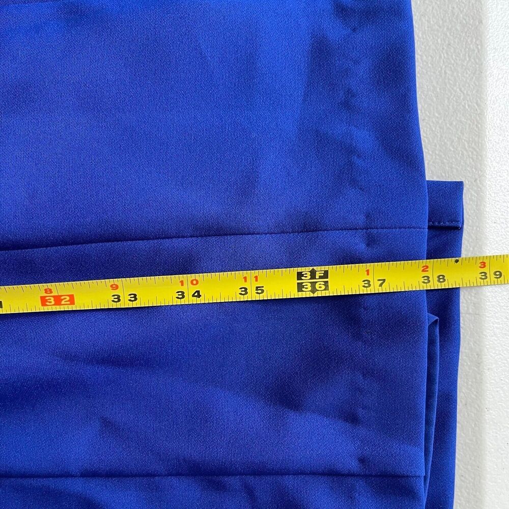 Vince Camuto Women's Size 4 Halter Neck Laguna Crepe Body Con Dress Blue Ruffle - Picture 11 of 13